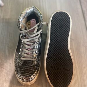 P448 Queens Mid Top Sneakers in Croco Leather & Glitter